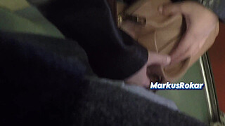 Horny Married Bulge Watcher Milf Touch my Cock at Subway!