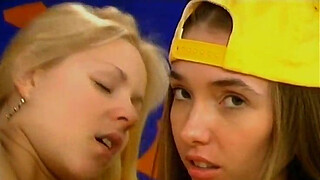 Threesome with lucky guy and two cute teens