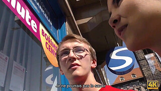 HUNT4K. Young chick rides guy's dick next to her submissive cuckold