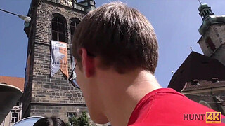 HUNT4K. Young chick rides guy's dick next to her submissive cuckold