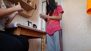 Fucked my step sister's girlfriend while step sister was on the phone outside the door - Lesbian Illusion Girls