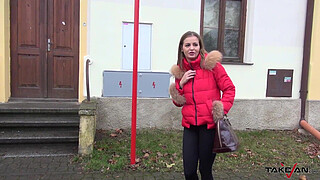 Busty blonde missed train & make agreement with stranger in van