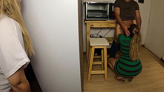 I found My step Sister And Her Boyfriend Fucking In The Kitchen (I Touch My Self Meanwhile)