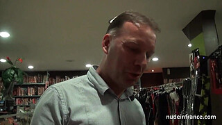 Big boobed amateur french mom hard banged in a sex-shop basement