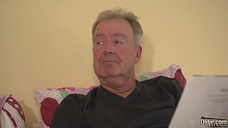 Big cock grandpa fucks tiny pussy teen girlfriend open mouth cumshot