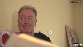 Big cock grandpa fucks tiny pussy teen girlfriend open mouth cumshot