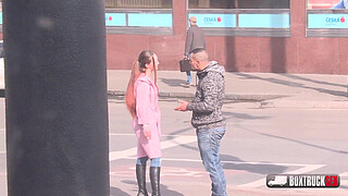 Simona Dreweova is sucking and fucking a stranger in our FuckTruck in public