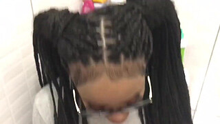 I was caught in the siririca in the bathroom and took two cumshots in the face. {see RED}