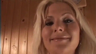Hot sex in a hot sauna for a hot blondie!