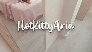 Horny latina with big tits and perfect body is fucked before going to the gym and receives hot milk (creampie) from her - PART1 - HotKittyAria