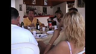 At lunch table a dinner turns into an orgy!