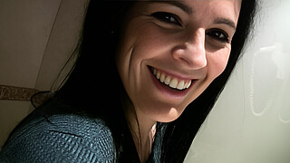 Having fun behind the scene in the bathroom with Montse Swinger