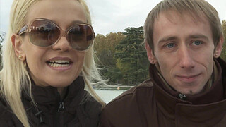 Cuckold watching how her slut wife is fucked by another man