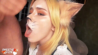 Steampunk Girl Hard Doggy Sex and Blowjob with Oral Creampie - Fox Cosplay