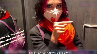 Fuck me in Zara Fitting Room for Cuckold BF - Public Agent Pickup Student to Deep Blowjob & Real Sex