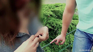 BUMS BUS - Bus fuck ends with cum on ass for busty German MILF blonde