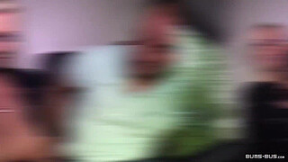 BUMS BUS - Bus fuck ends with cum on ass for busty German MILF blonde