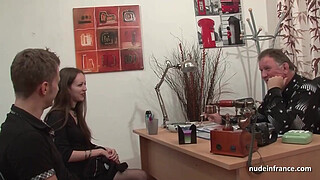 Amateur anal casting couch of a skinny french brunette in stockings