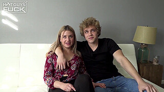 SuperModel with AMAZING smile makes SWEET LOVE to blonde with great TITS!