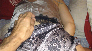 128 - French Slut Who Loves To Fuck While Playing With a Cock in her Satin Lingerie (French Amateur, DoggyStyle Fuck, Clothed Sex, Blowjob, Rimjob)