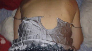 128 - French Slut Who Loves To Fuck While Playing With a Cock in her Satin Lingerie (French Amateur, DoggyStyle Fuck, Clothed Sex, Blowjob, Rimjob)