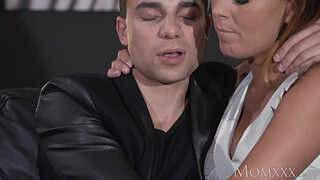 MOM Sexy horny and tanned MILF rides young studs fat cock