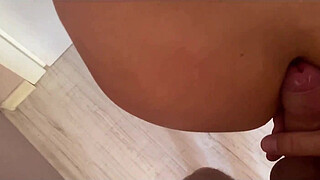 Cuckold husband licked his wife's ass after another, and then fucked her hard in the ass (Alina Tumanova)