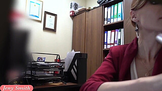 I've got a new job. Jeny Smith gets naked at her new job. Hidden cam prank