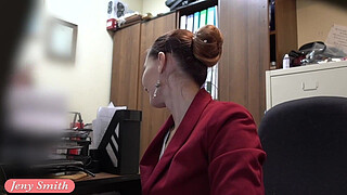 I've got a new job. Jeny Smith gets naked at her new job. Hidden cam prank