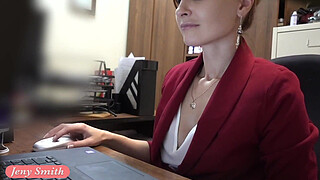 I've got a new job. Jeny Smith gets naked at her new job. Hidden cam prank