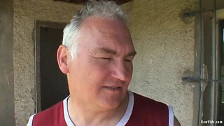 Brunette teen hooks up with an old guy