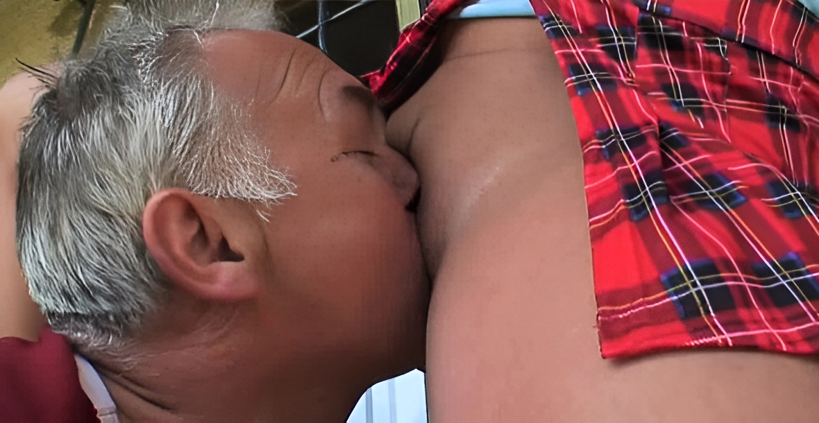 Brunette teen hooks up with an old guy