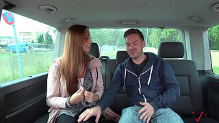 Lost cute babe is always welcome in fake transport to help