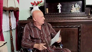 Rough pissing gangbang with an old guy