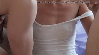 Asian babe Dana Vespoli has hardcore threesome with two white hard cocks