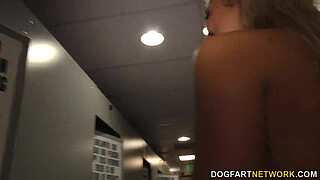 Anal slut Lexi Lowe gets gangbanged in adult video store