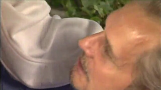 Outdoor sex in white stockings