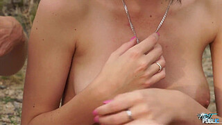 Cute girl seduced by a stranger... short hair brunette enjoys one fuck stand