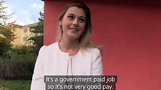 Public Agent Sexy teacher Agnes White fucking in a car for extra Cash