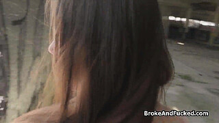 Crazy hot brunette loves public sex for cash