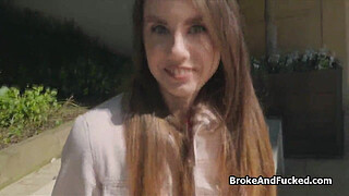 Crazy hot brunette loves public sex for cash