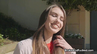 Crazy hot brunette loves public sex for cash