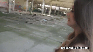 Crazy hot brunette loves public sex for cash