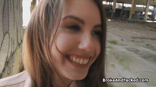 Crazy hot brunette loves public sex for cash