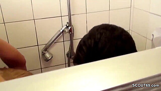 Horny step-mother fucks her babe step-son in the shower