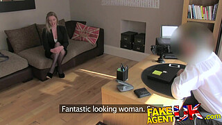 FakeAgentUK Stocking clad posh MILF willing to try it all on the casting couch