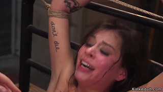 Deep throat slut anal banged in bondage