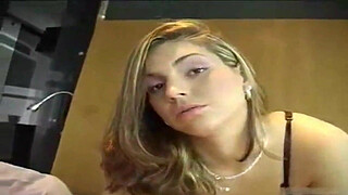 Babe in stockings hot blowjob and sex