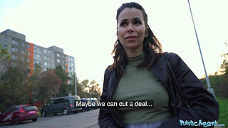 Public Agent Stunning brunette with fantastic tits fucks a stranger to pay a fine