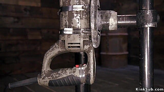 Ebony shocked and machine fucked